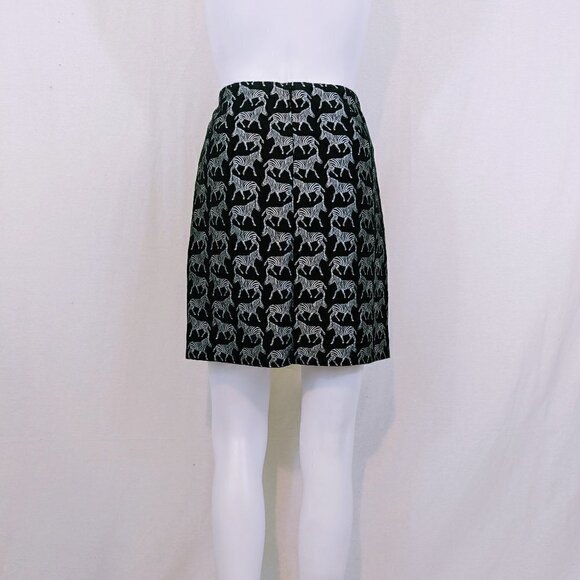 J. Crew Black and Silver Zebra Print Mini Skirt Size 00 - Picture 2 of 5